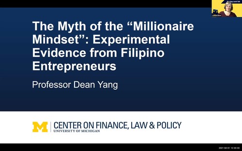 Dean Yang: The myth of the "millionaire mindset": Experimental evidence from Filipino entrepreneurs
