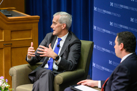 Former White House Chief of Staff Denis McDonough visits the Ford School